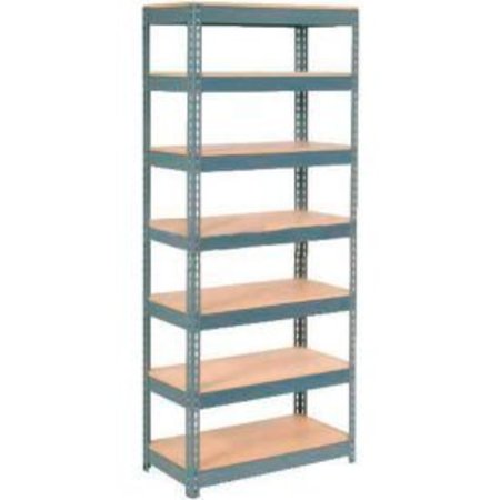 GLOBAL EQUIPMENT Extra Heavy Duty Shelving 48"W x 12"D x 84"H With 7 Shelves, Wood Deck, Gry 717334